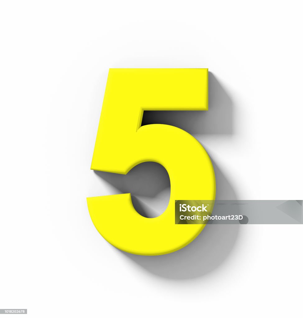 Số 5 3d Màu Vàng Cô Lập Trên Màu Trắng Với Bóng Chiếu Trực Giao ...