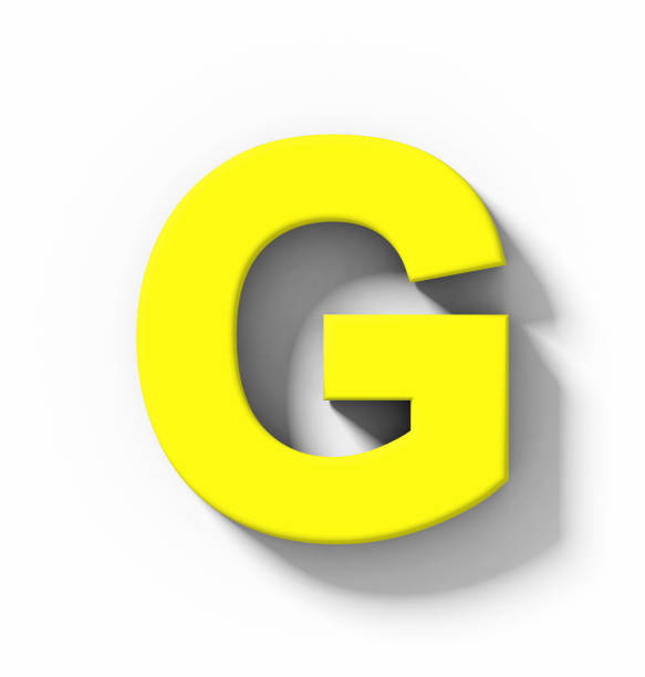 istock letter G 3D yellow isolated on white with shadow - orthogonal projection 1018202740
