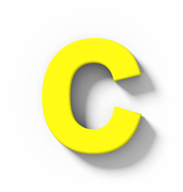 istock letter C 3D yellow isolated on white with shadow - orthogonal projection 1018202956