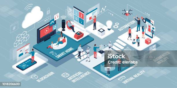 Innovative Technology And Lifestyle Infographic Stock Illustration - Download Image Now - Isometric Projection, Internet of Things, Technology