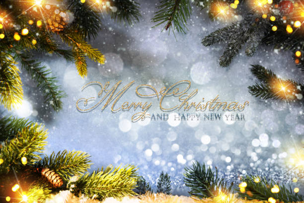 istock Holiday Christmas background with snow and bokeh 1018207112
