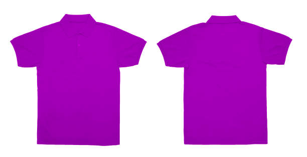 istock Blank Polo shirt color purple front and back view 1018207850