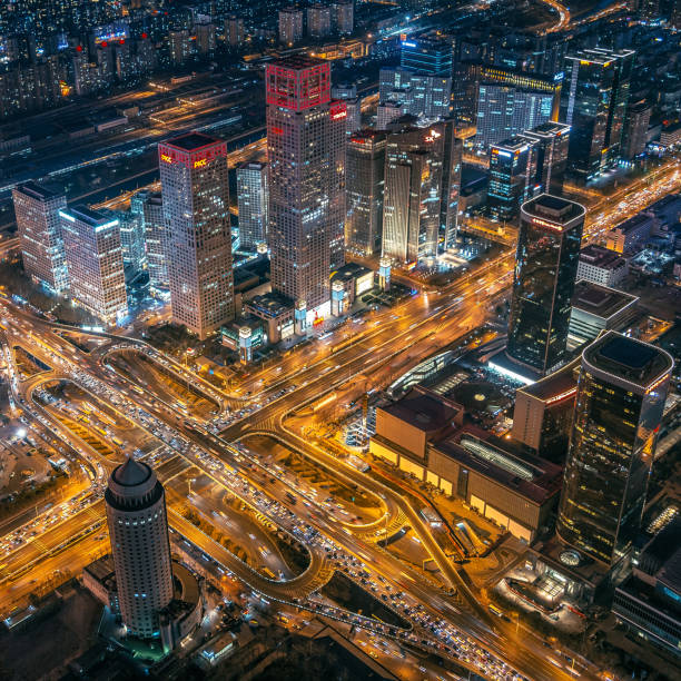 istock Elevated View of Beijing CBD Rush Hour at night 1018210130