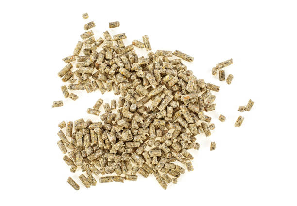 istock Pile of compound feed pellets isolated on white background 1018210270