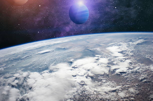 istock View of space through the earth on Earth Observation . Futuristic abstract space background. 1018211044