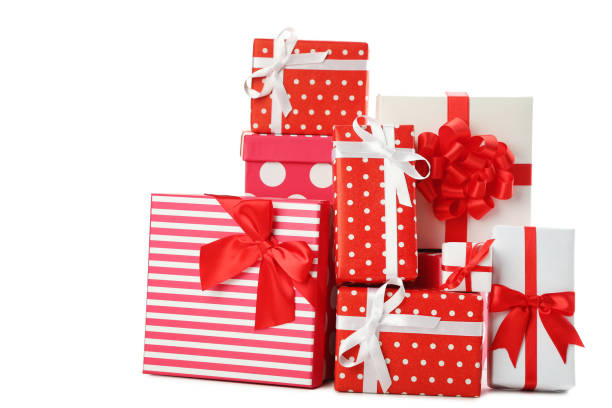 istock Different kinds of gift boxes with ribbon bow isolated on white 1018213948