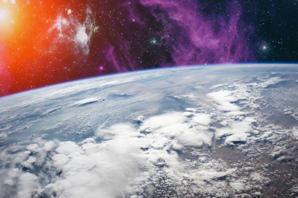 istock View of space through the earth on Earth Observation . Futuristic abstract space background. 1018214546