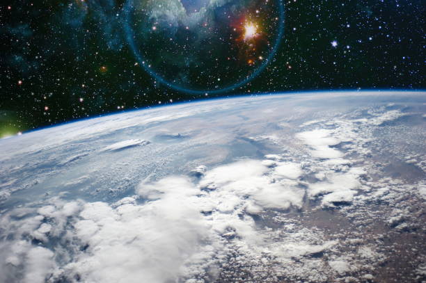 istock View of space through the earth on Earth Observation . Futuristic abstract space background. 1018214920