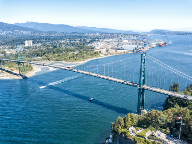 istock aerial view of lion gate bridge, Vancouver Canada 1018215236