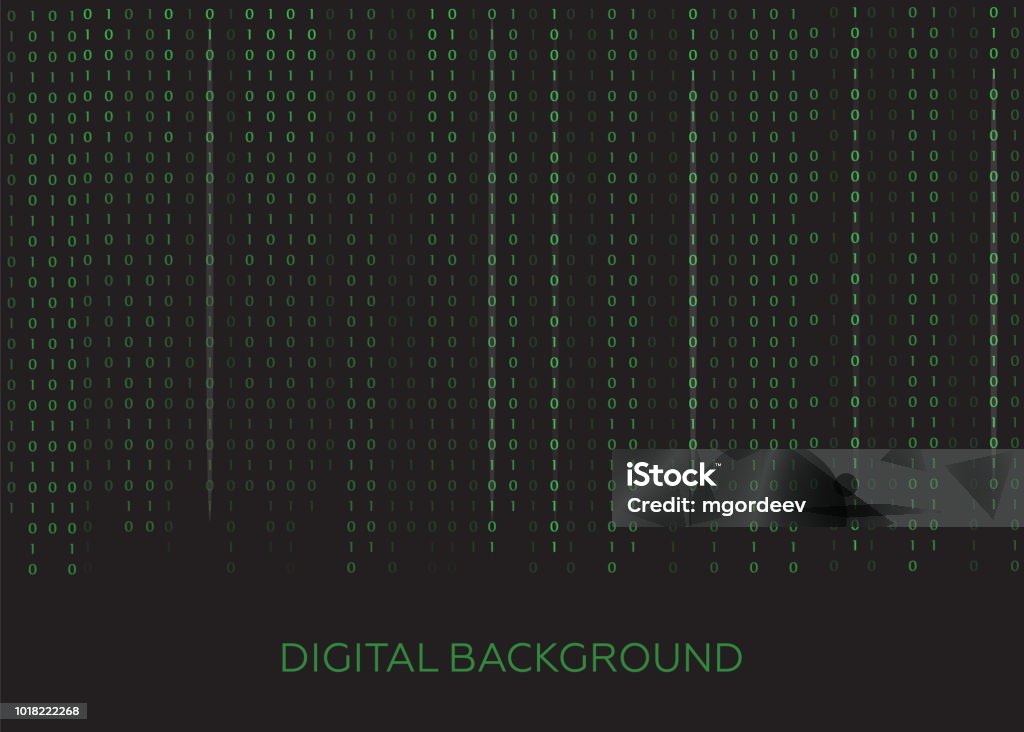 Binary Code Black And White Background With Digits On Screen Algorithm ...