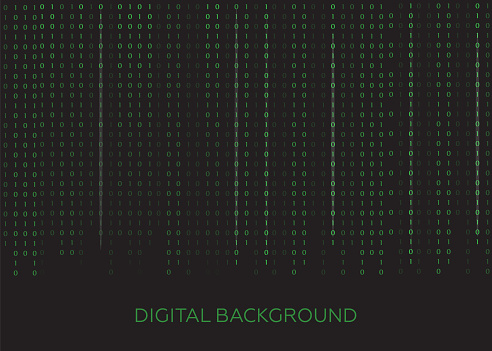 Binary Code Black And White Background With Digits On Screen Algorithm ...
