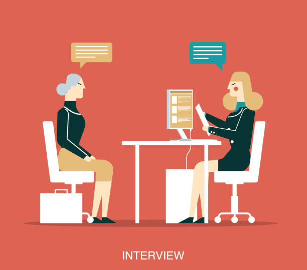 Interview - Senior Women New Job - Businesswoman interview stock illustrations