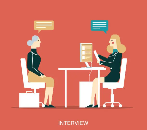 Vector illustration of Interview - Senior Women