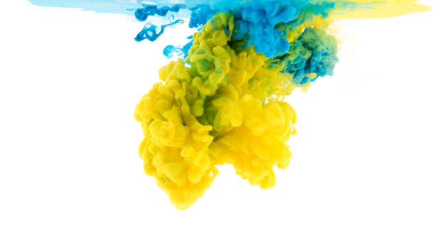 istock Abstract acrylic paint color swirls in water, texture background. 1018234136