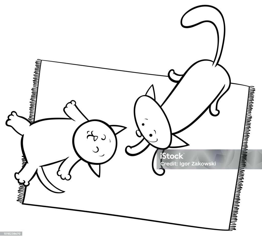 playing cats cartoon coloring book Black and White Cartoon Illustration of Cute Playful Kittens or Cats Coloring Book Animal stock vector