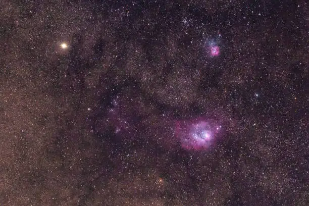 Milky way detail, Saturno and Lagoon Nebula
