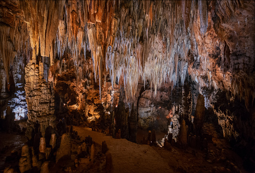Stalactites at Valporquero cave in Leon, Spain