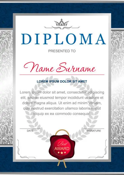 Vector illustration of diploma in the official, solemn, chic, Royal style