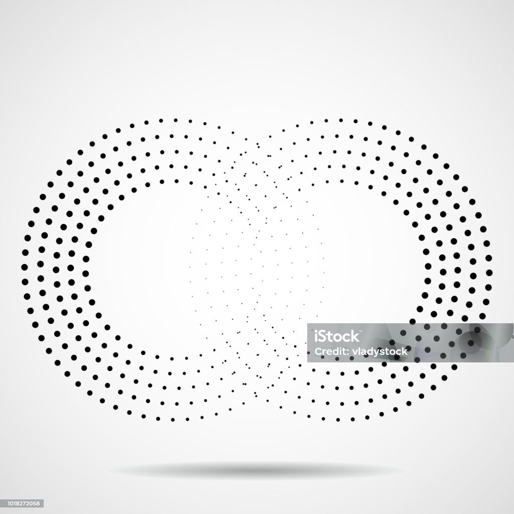 Abstract halftone sign of infinity. Vector logo, design element Symmetry stock vector