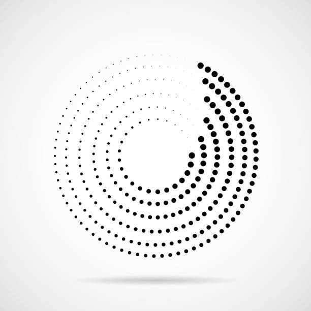 Abstract dotted circles. Dots in circular form Ball, Shaped, Spotted, Logo, Halftone effect, Circle, Geometric Shape, Point half full illustrations stock illustrations