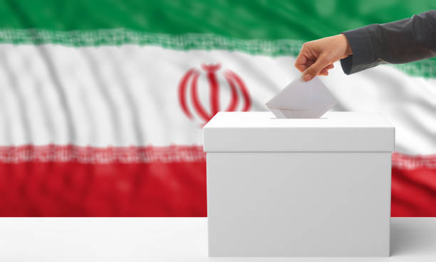 istock Voter on an Iran flag background. 3d illustration 1018272274