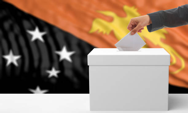 istock Voter on a Papua New Guinea flag background. 3d illustration 1018272368