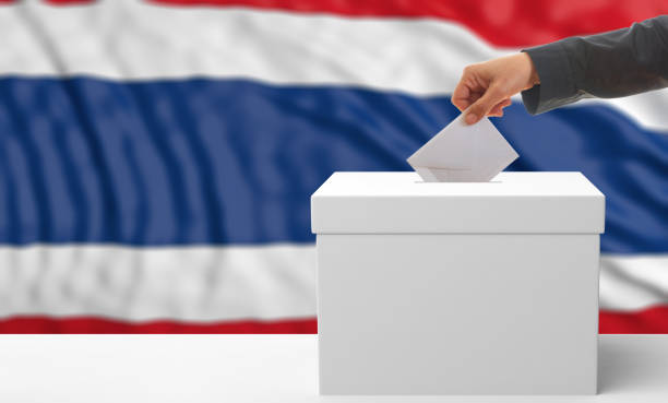 Voter on a Thailand flag background. 3d illustration stock photo