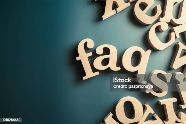 Faqs Wood Letters Stock Photo - Download Image Now - Acronym, Q and A, Messy