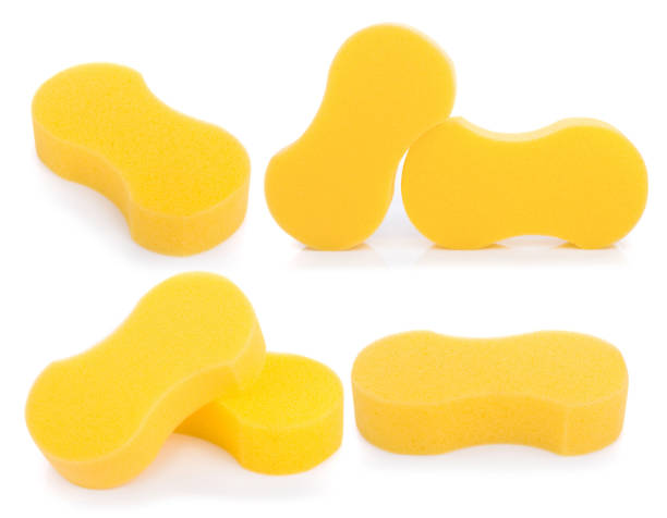 istock Micro sponge for cleaning and washing car isolated on white background 1018307632
