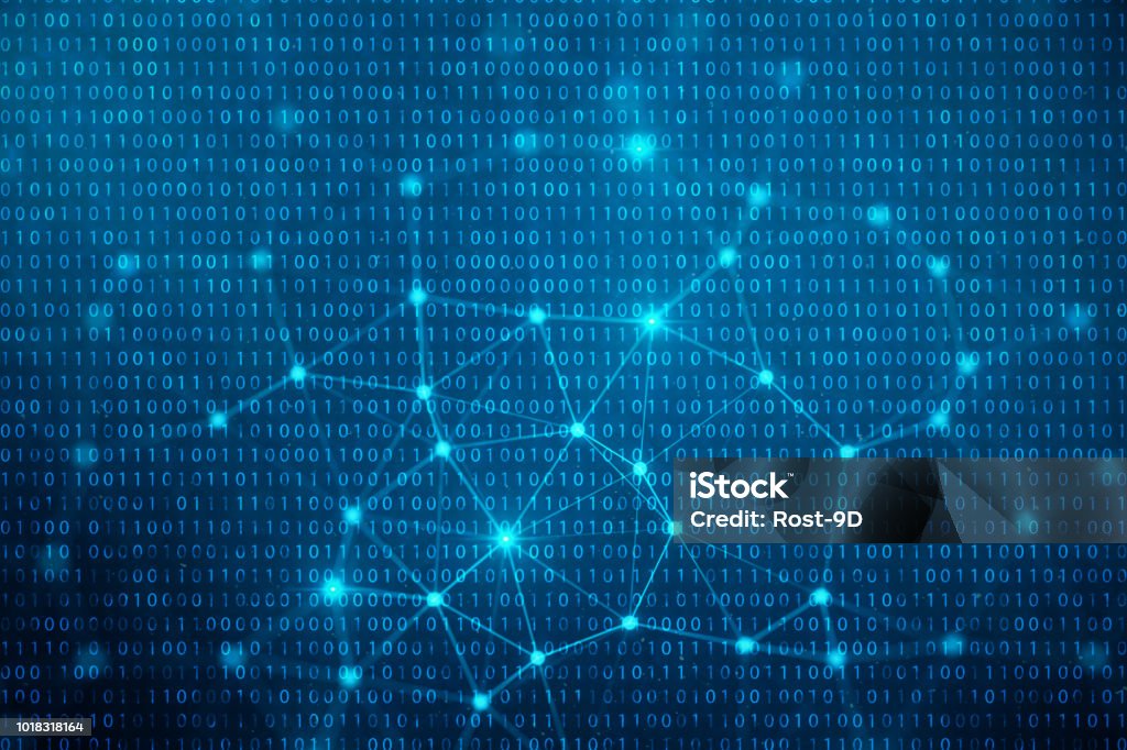 3d Illustration Binary Code On Blue Background Bytes Of Binary Code ...