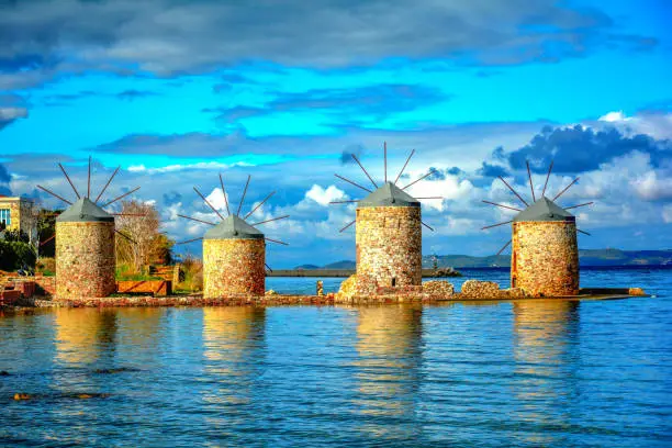 Chios Island Windmill Ruins and landscape