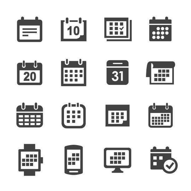 stockillustraties, clipart, cartoons en iconen met kalender icons - acme serie - kalenders