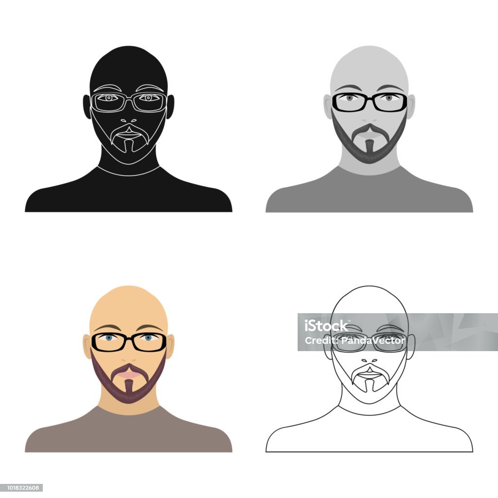 The Face Of A Bald Man With Glasses With A Beard And Mustache The Face Of A  Man Single Icon In Cartoon Style Vector Symbol Stock Illustration Web Stock  Illustration - Download