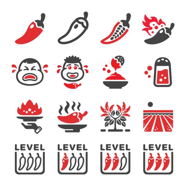 ilustrações de stock, clip art, desenhos animados e ícones de chili icon - chili pepper illustrations