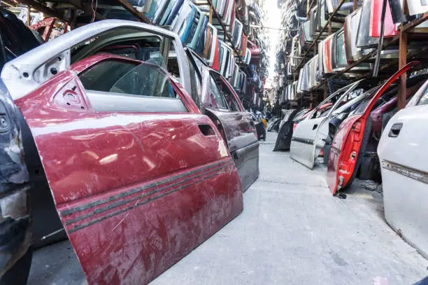 Photo of Old damaged cars on the junkyard waiting for recycling