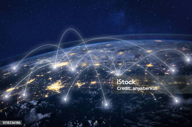 Global Network Around Earth Information Technology Concept Stock Photo - Download Image Now