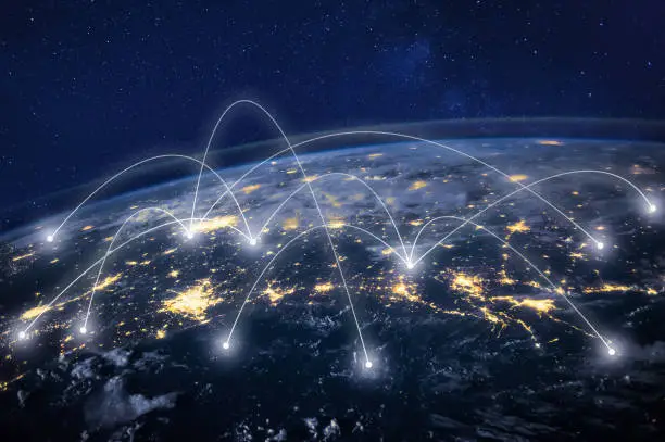 Photo of global network around Earth, information technology concept