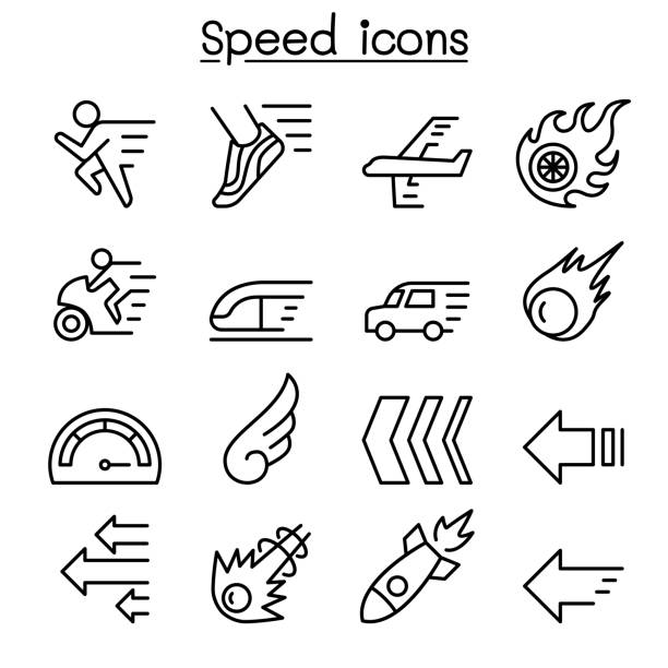 Speed icon set in thin line style Speed icon set in thin line style turbo stock illustrations