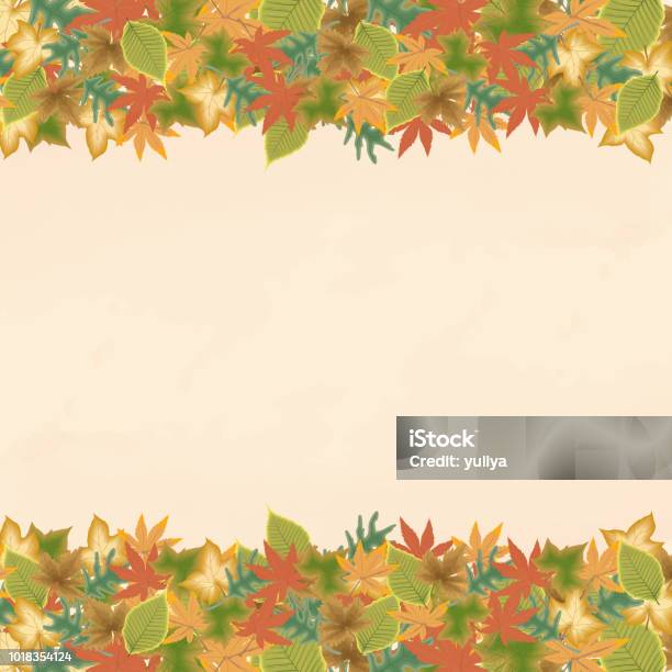 Autumn Fall Leaves Background Banner And Frame Stock Illustration - Download Image Now - Autumn, Border - Frame, Abstract