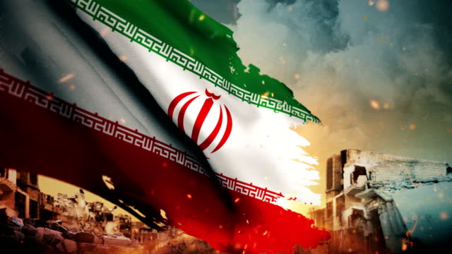 4K Iran Flag - Crisis / War / Fire (Loop)