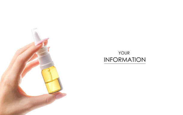 istock Female hands medicine nose spray pattern 1018354566