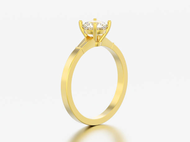 istock 3D illustration yellow gold traditional solitaire engagement diamond ring 1018358588