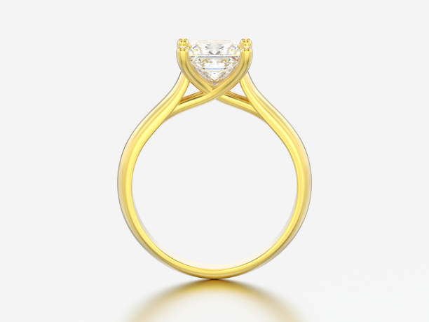 istock 3D illustration yellow gold engagement illusion twisted ring with diamond 1018358624