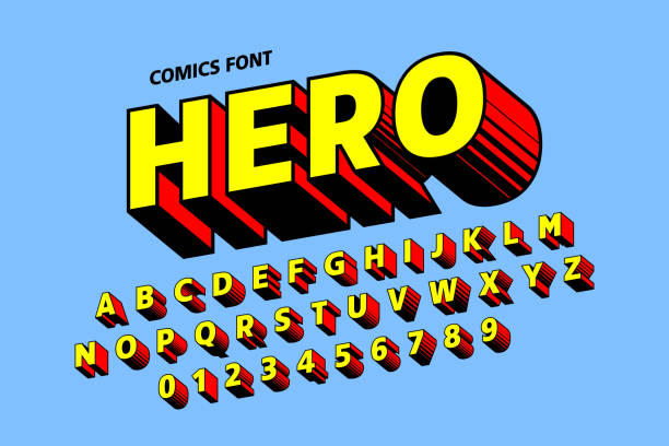ilustrações de stock, clip art, desenhos animados e ícones de comics style font design - alfabeto ilustrações