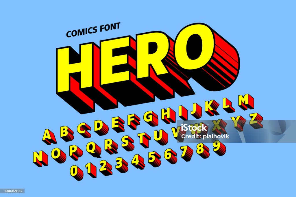Comics style font design Comics style font design, alphabet letters and numbers vector illustration Superhero stock vector