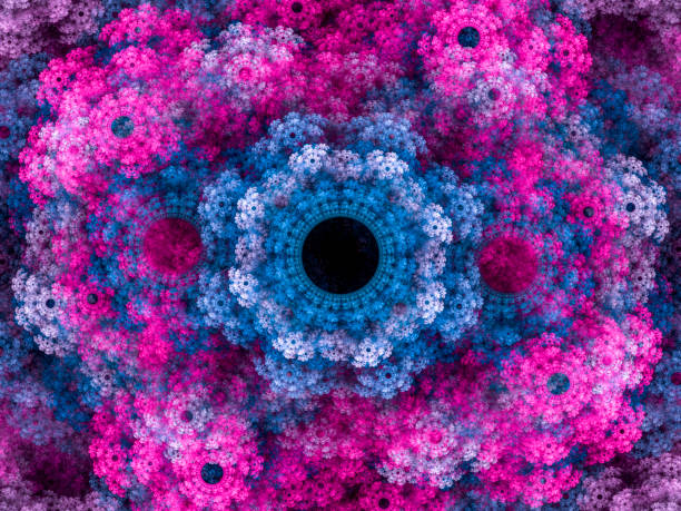 fond fractal multicolores haute résolution, dont les motifs rappellent un bouquet de fleurs. - magnified image photos et images de collection