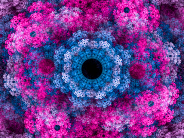 높은 해상도 멀티 컬러 프랙탈 배경, 패턴의 꽃 부케를 생각나 게. - micro photography 뉴스 사진 이미지