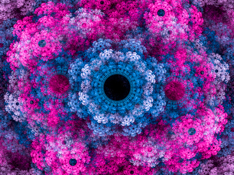 High resolution multi-colored fractal background, which patterns remind of a flower bouquet.