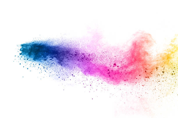 istock Abstract multicolored powder explosion on white background.  Freeze motion of color dust  particles splash. Painted Holi 1018368200