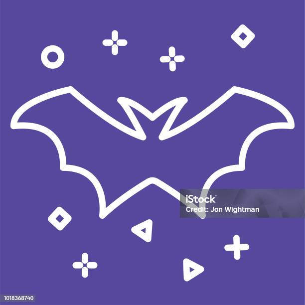 Halloween Line Icon Bat Stock Illustration - Download Image Now - Bat - Animal, Design, Drawing - Art Product